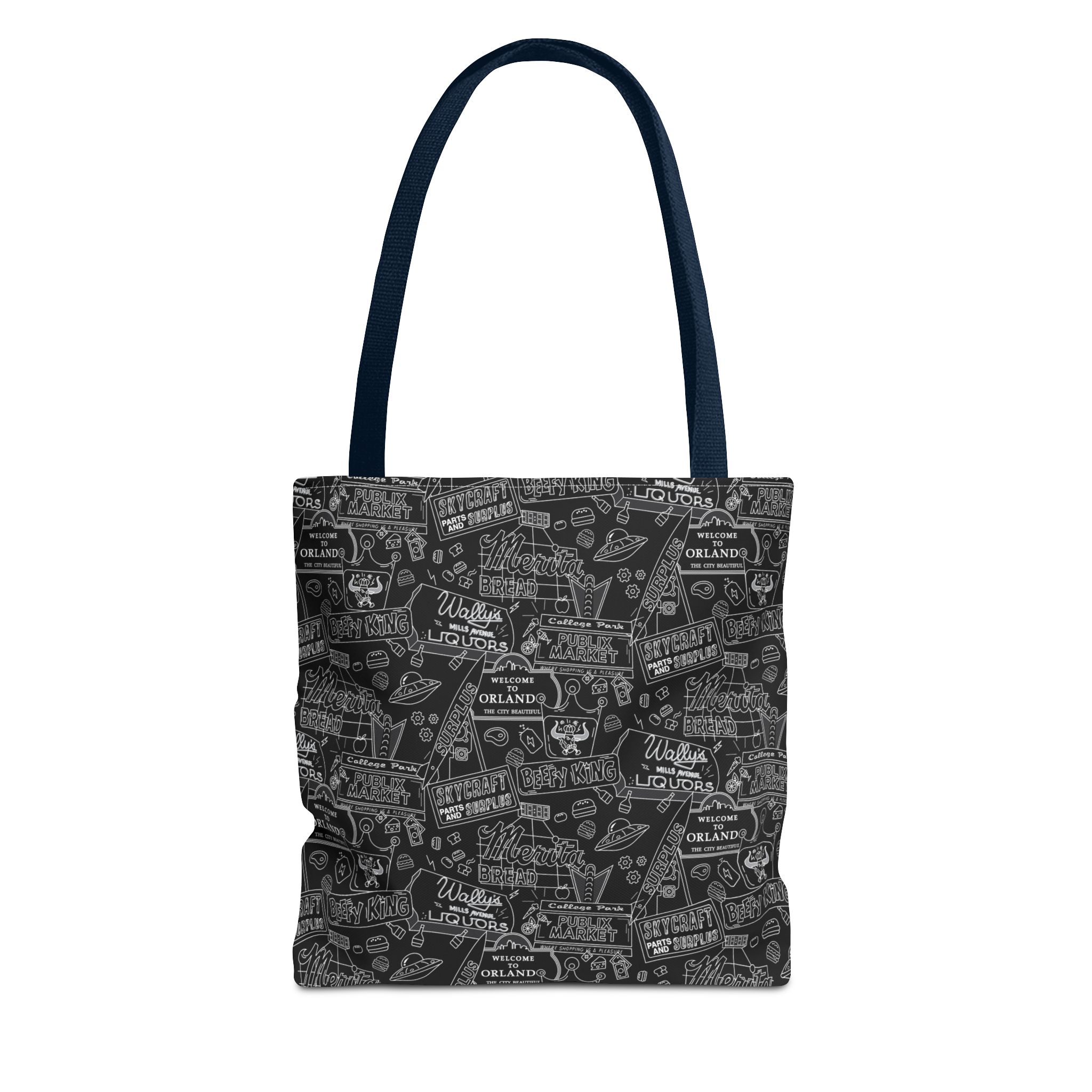 Vintage Travel Stamp Pattern Tote Bag — Black All-Over Print - Image 17