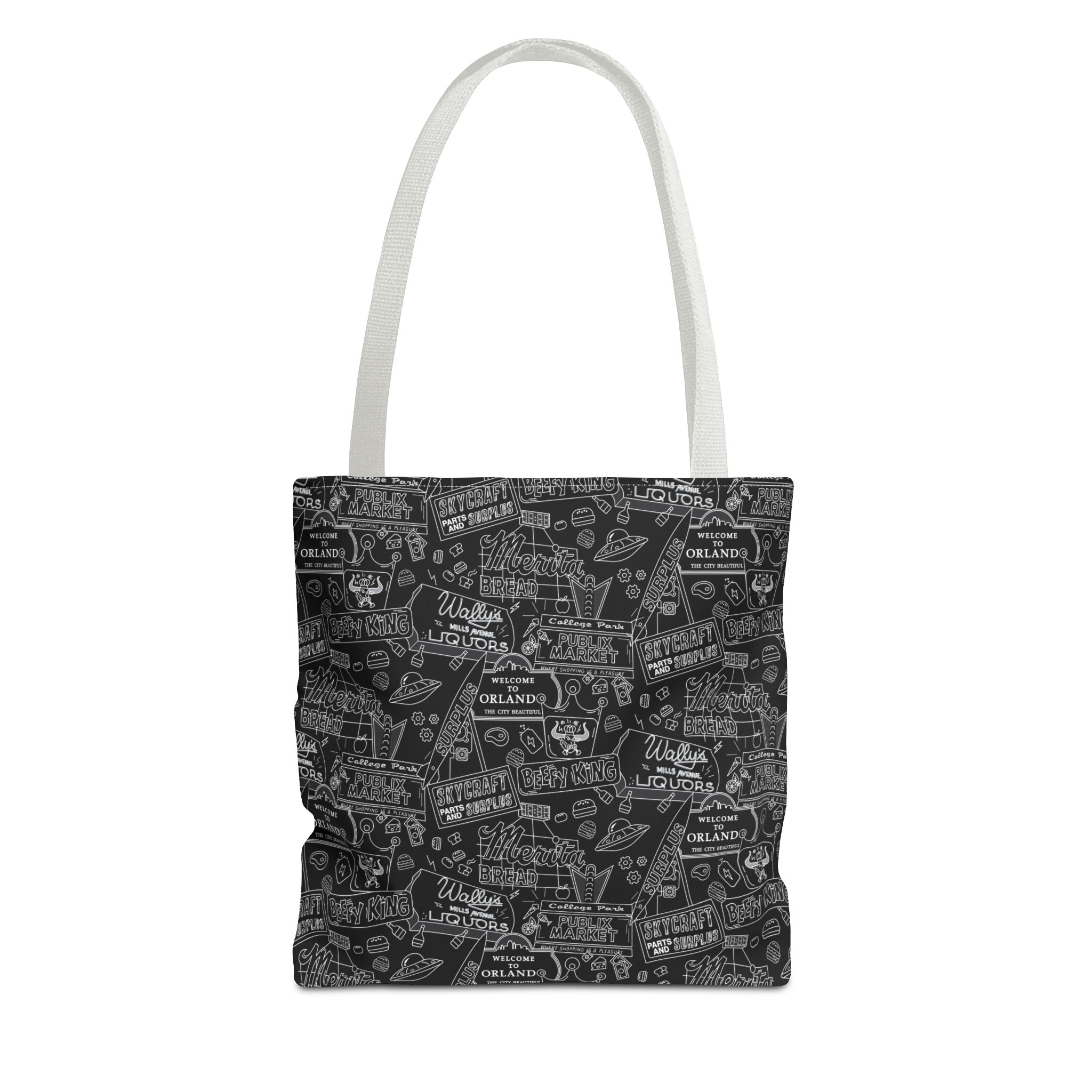 Vintage Travel Stamp Pattern Tote Bag — Black All-Over Print - Image 9