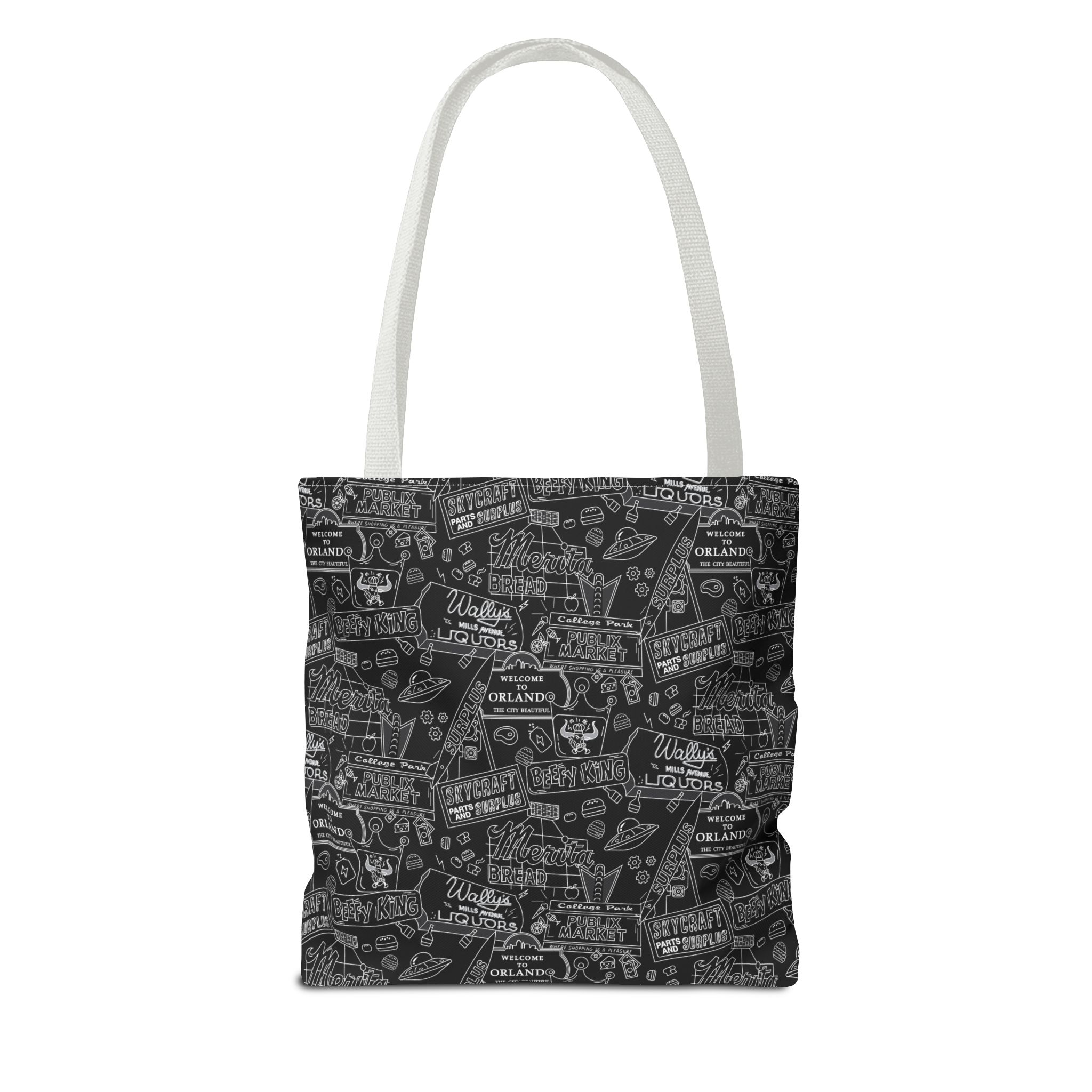 Vintage Travel Stamp Pattern Tote Bag — Black All-Over Print - Image 10
