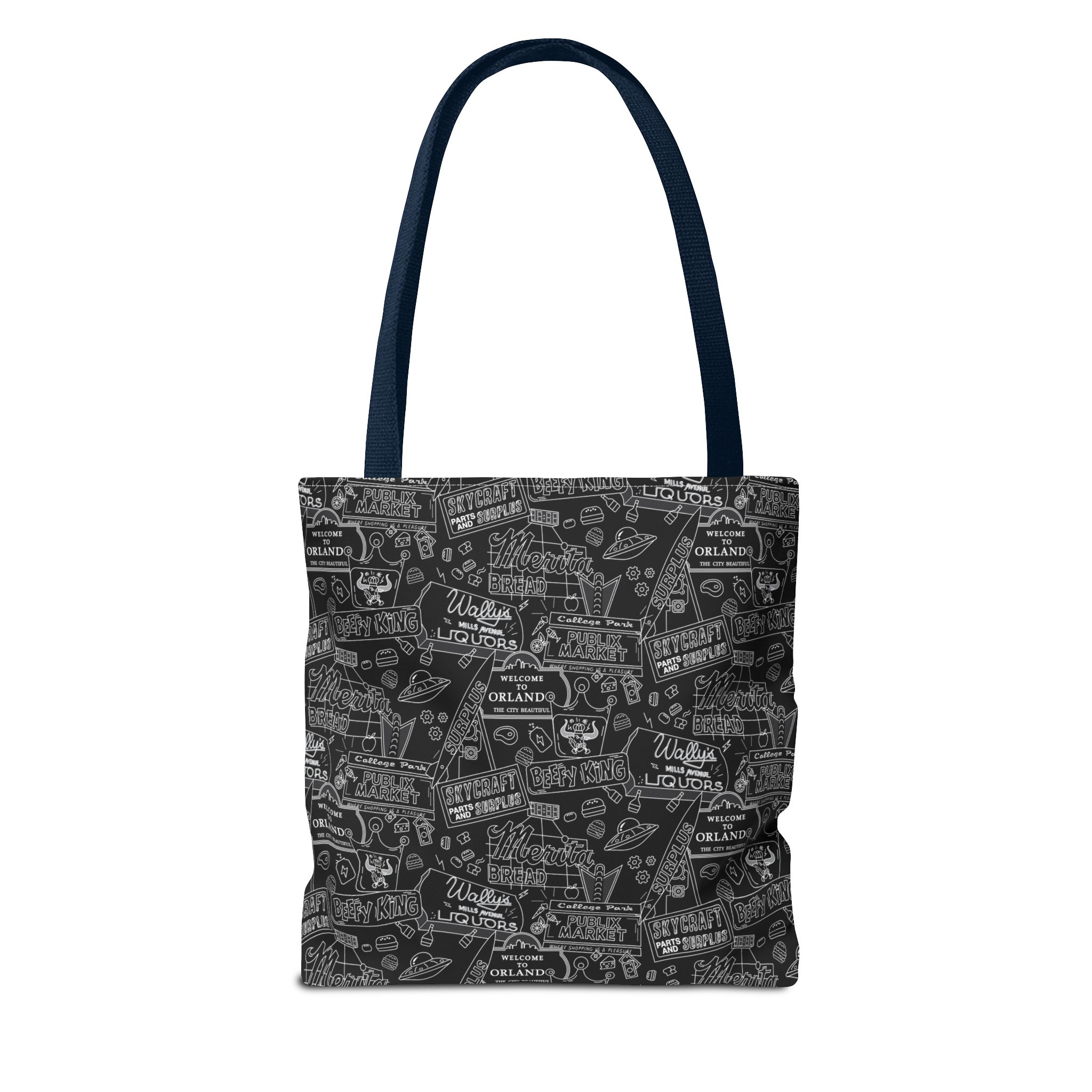 Vintage Travel Stamp Pattern Tote Bag — Black All-Over Print - Image 18