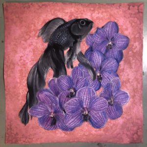 Goldfish with Vanda Orchids