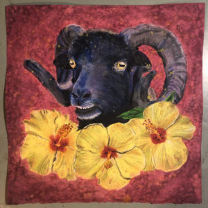 Hebridean Ram with Hibiscus