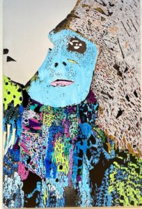 Tearing Me Off The Wall in Blue by Pamela Loudon